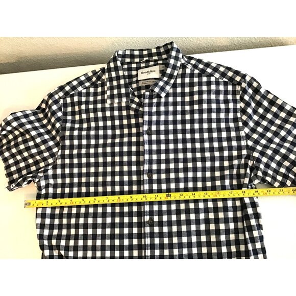 GOODIELLOW- MENS NAVY /WHITE SHORT SLEEVE COTTON BUTTON DOWN SHIRT SIZE MEDIUM - Picture 5 of 7